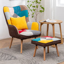 Livingandhome Upholstered Wingback Armchair with Footrest and Cushion