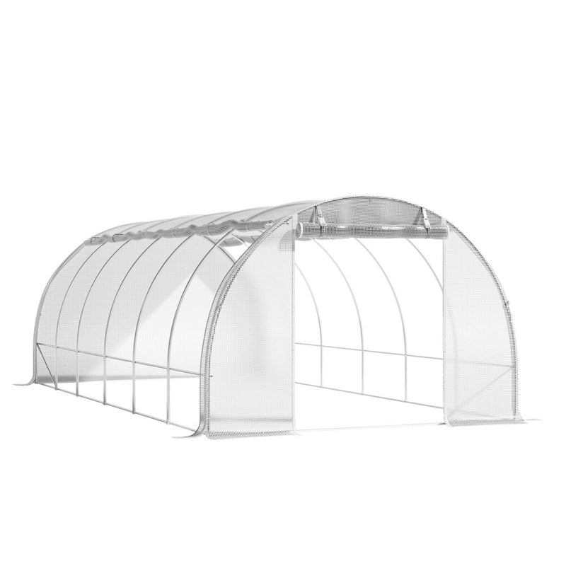 Breeins White Outdoor Walk-in Tunnel Greenhouse With Steel Frame
