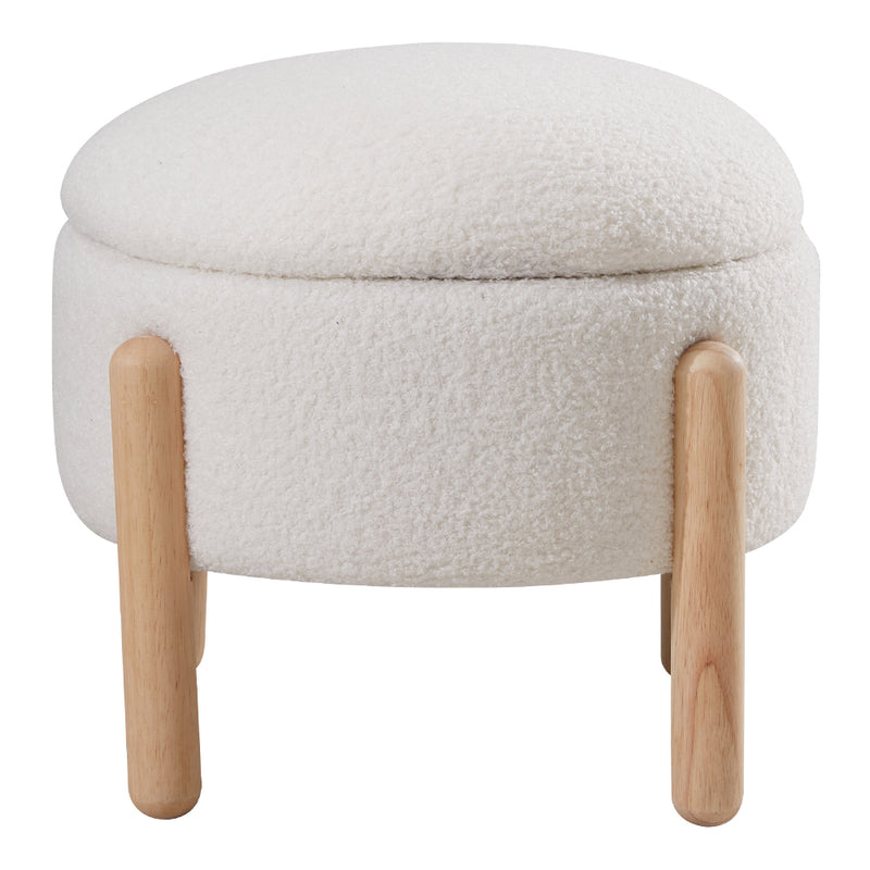 Livingandhome Upholstered Round Storage Ottoman Foot Rest
