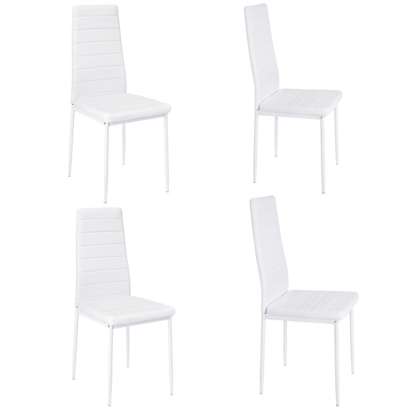 Livingandhome Set of 4 Modern Faux Leather Armless High Back Dining Chairs