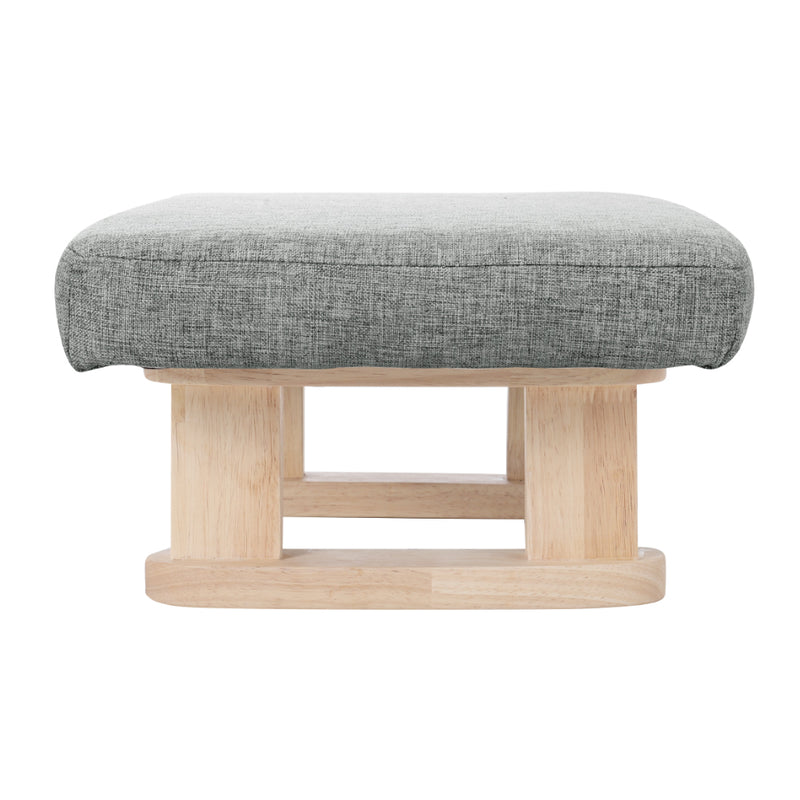Livingandhome Linen Upholstered Footstool with Wooden Legs