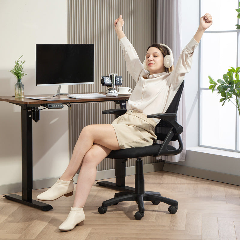 HOMCOM Ergonomic Swivel Computer Chair with Flip-up Armrests