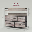 HOMCOM Bedroom Chest Of Drawers 5 Drawer Dresser W/ Shelves, Grey Wood Effect