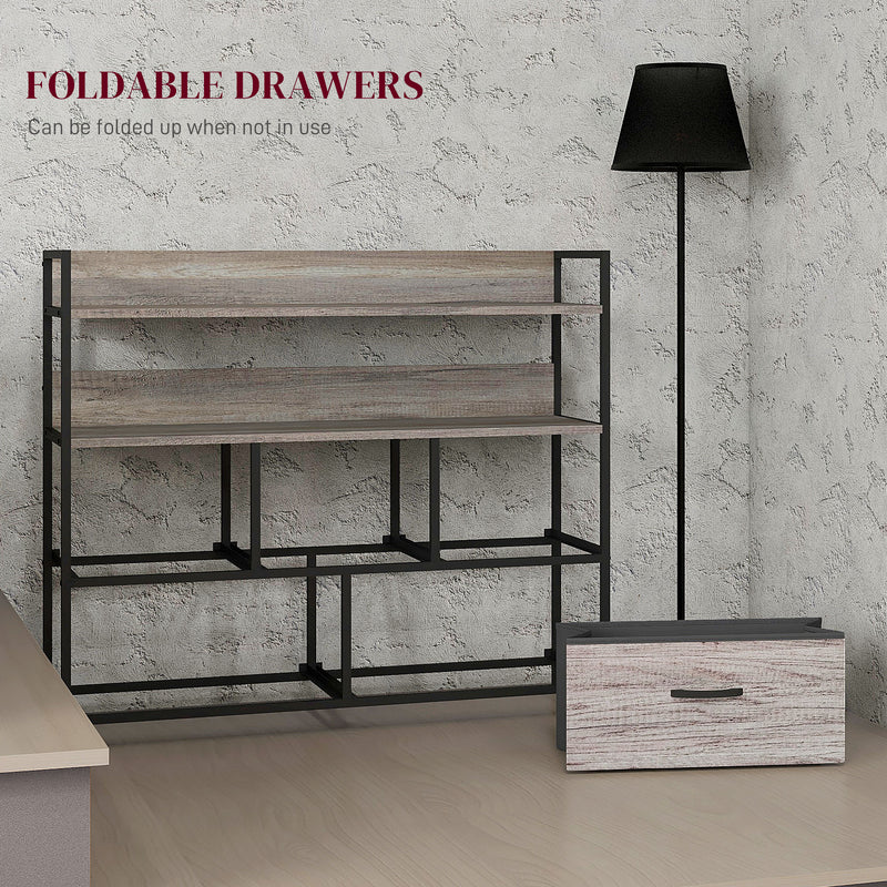HOMCOM Bedroom Chest of Drawers 5 Drawer Dresser w/ Shelves, Grey Wood Effect