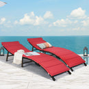 2PCS Folding Chaise Lounge with Double-sided Cushion - Red