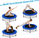 Foldable Mini Trampoline with Springs and Padded Cover-Blue