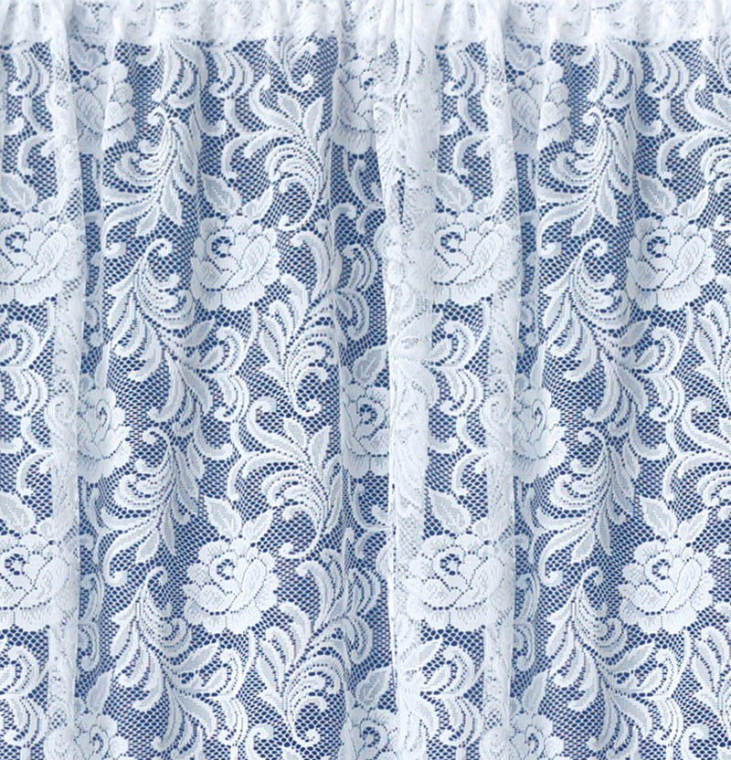 Kew Traditional Floral White Net Curtain Flounce
