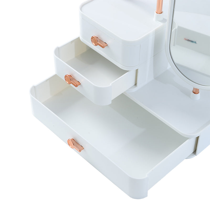 Sheonly Jewelry Organizer with Rotating Mirror and Makeup Storage Box