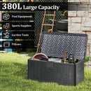 380L Large Waterproof Storage Deck Box for Garden Tools-Grey