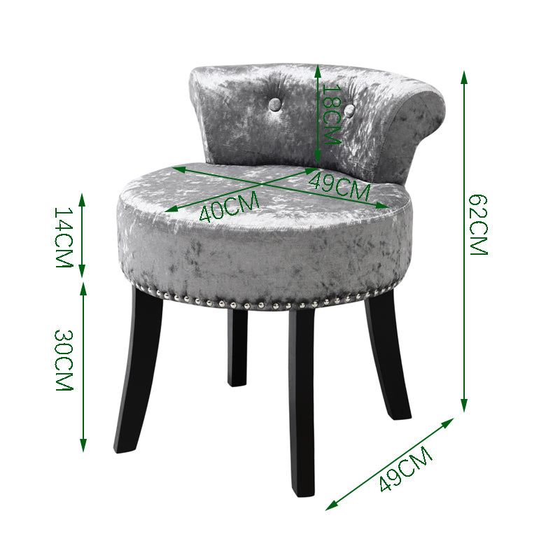 Livingandhome Ice Velvet Upholstered Dressing Stool