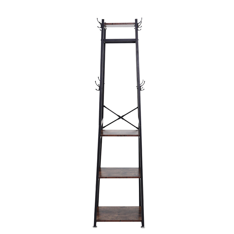 Livingandhome Industrial Style Clothing Rack with 4 Tiers of Shelves