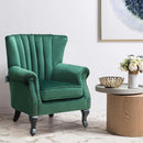 Livingandhome Velvet Channel-Tufted Armchair