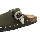 Closed-Toe Slip-On Mules Sandals - Dark Green