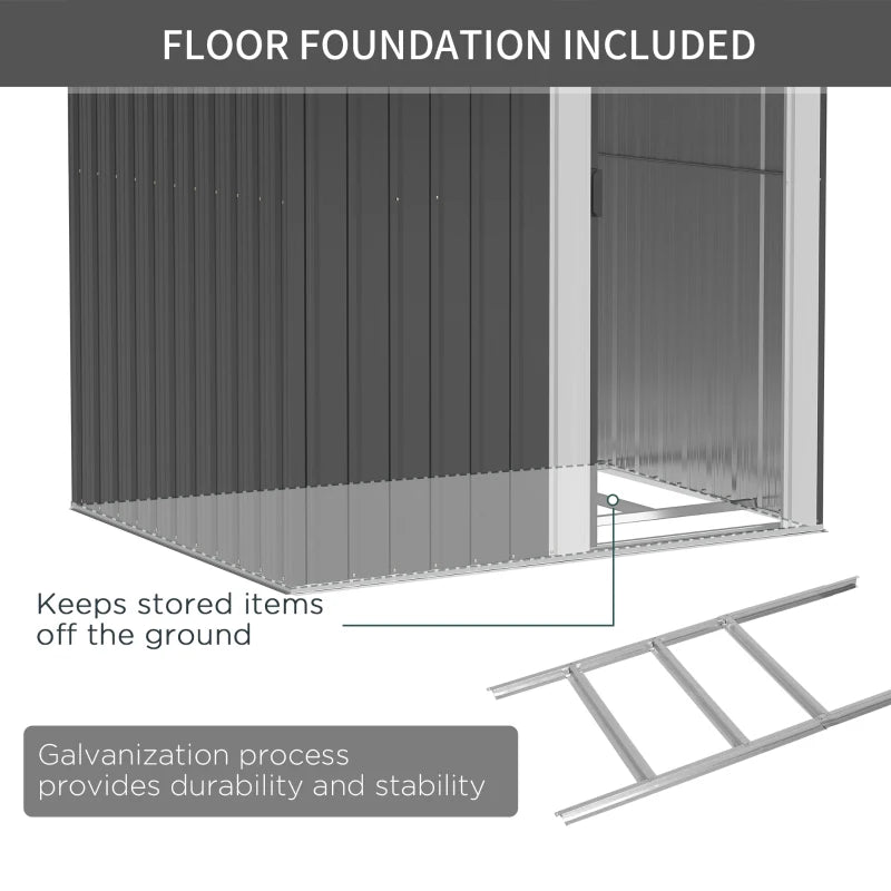 Outsunny Metal Storage Shed with Sliding Door 5ft x 4.3ft - Grey