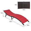 2PCS Folding Chaise Lounge with Double-sided Cushion - Red