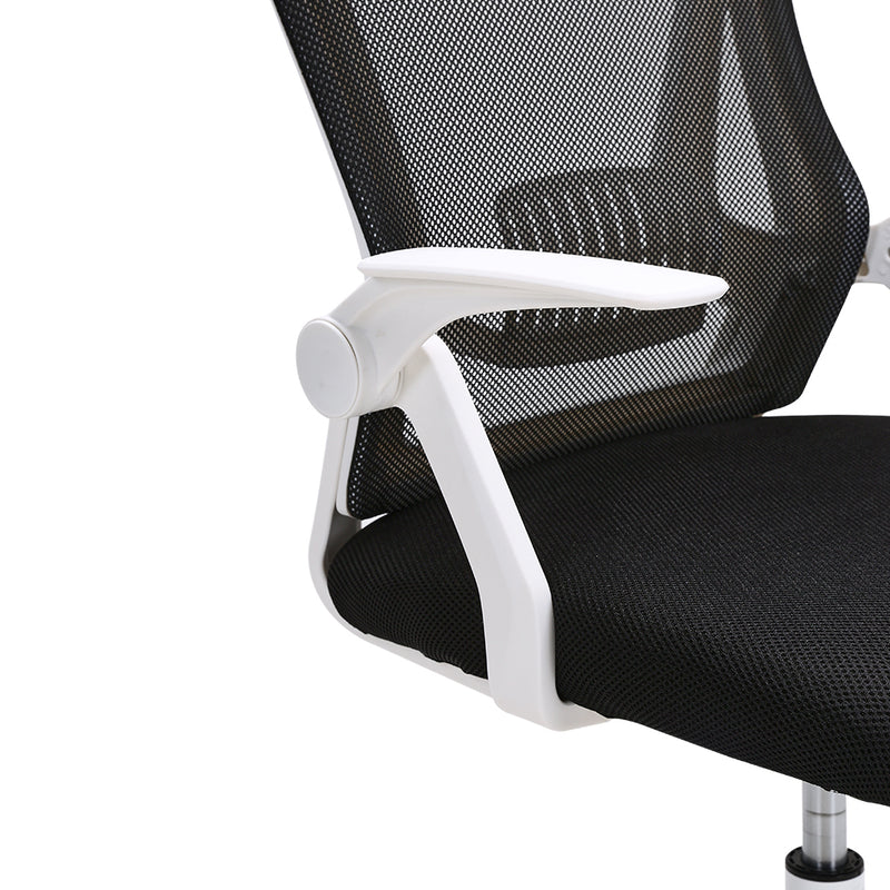 Livingandhome Swivel Office Chair with Headrest-White