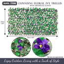 Silver & Stone Expanding Lilac Floral Ivy Trellis with Artificial Leaves 2m x 1m