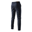 Navy Blue Cotton Twill Straight Leg Trousers