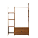 Livingandhome Freestanding Bamboo Clothes Rack with Storage Shelves