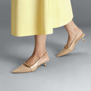 Slingback Pointed Closed Toe Heels Pumps Sandals - Nude