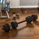 HOMCOM 30kg/20kg Adjustable 2 IN 1 Barbell Dumbbells Weight Set For Body Fitness