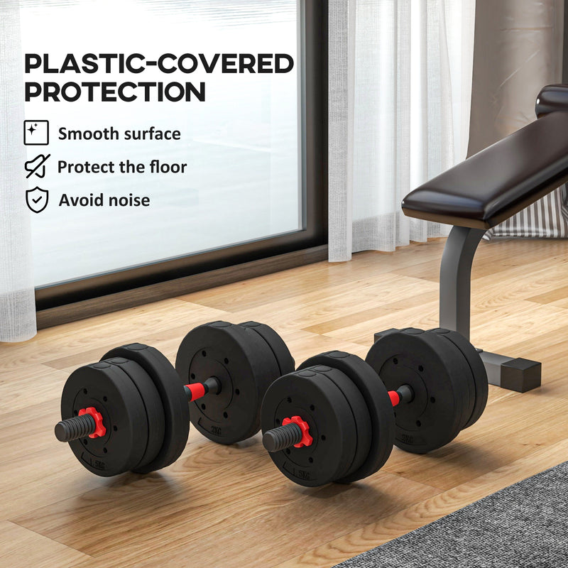 HOMCOM 30kg/20kg Adjustable 2 IN 1 Barbell Dumbbells Weight Set For Body Fitness