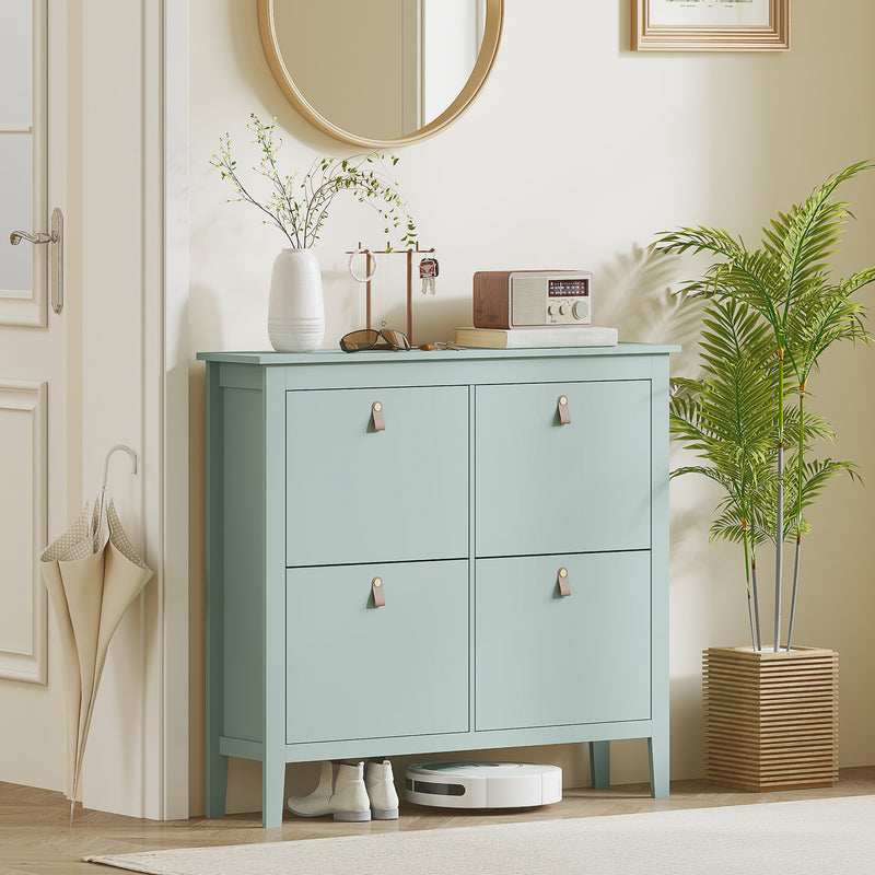 HOMCOM 4 Drawer Shoe Cabinet with Flip Doors for Hallway, Entryway, Green