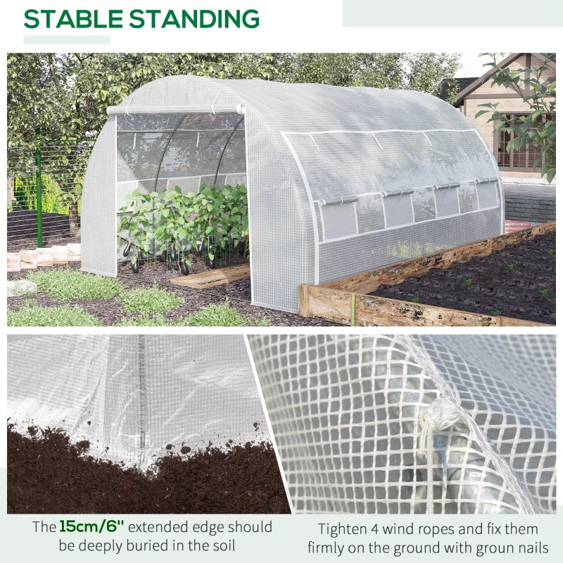 Outsunny Greenhouse Polytunnel 4x3x2m - White