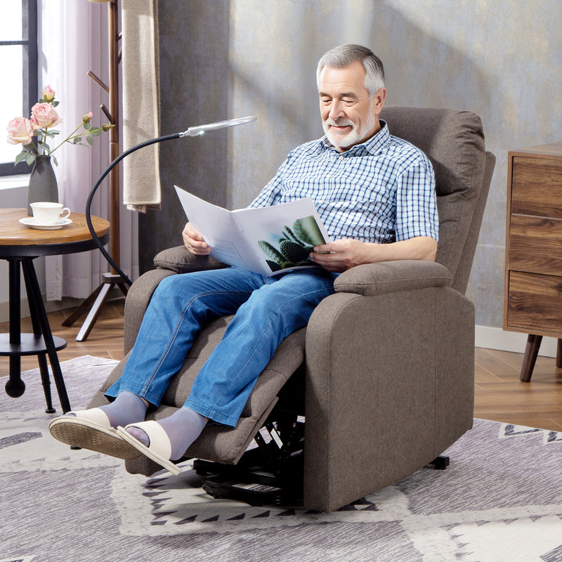 HOMCOM Linen Fabric Electric Recliner Chair with Remote Control