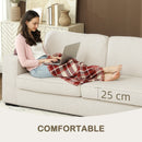 HOMCOM Modern 3 Seater Sofa Upholstered Corduroy Sofa Couch Cream White