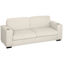 HOMCOM Modern 3 Seater Sofa Upholstered Corduroy Sofa Couch Cream White