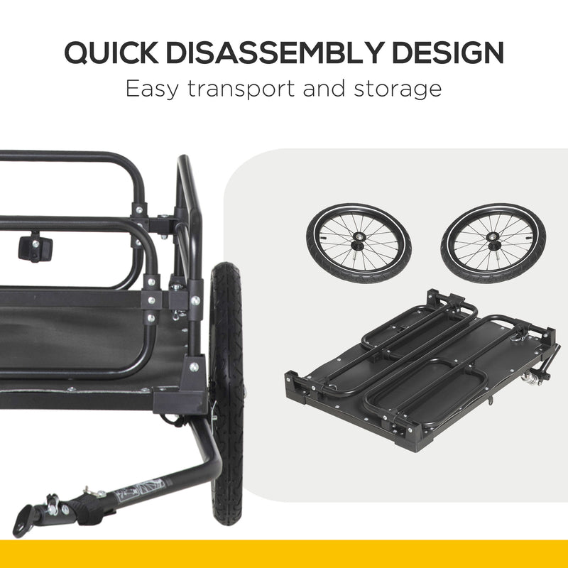 HOMCOM Bike Trailer Wagon Bicycle Cargo Trailer w/ Suspension, 2 Wheels, Black