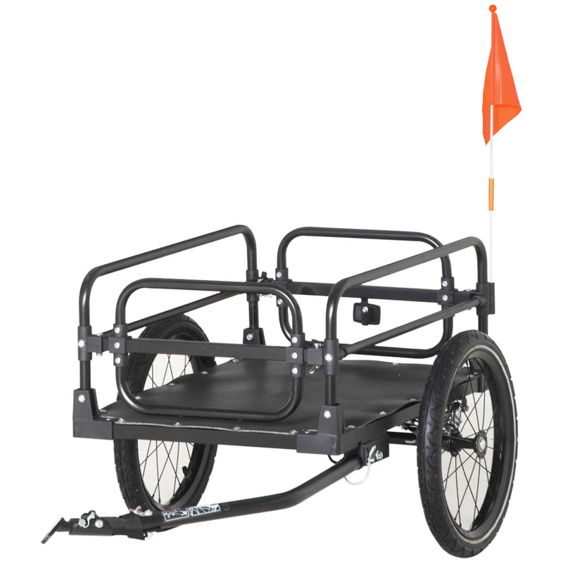 HOMCOM Bike Trailer Wagon Bicycle Cargo Trailer w/ Suspension, 2 Wheels, Black