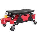 HOMCOM Rolling Mechanic Stool, 135kg Capacity Workshop Stool, Red