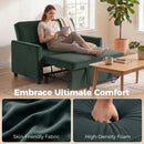 HOMCOM 2 Seater Sofa Bed, 3-in-1 Velvet Pull Out Sleeper Sofa, Dark Green