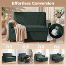 HOMCOM 2 Seater Sofa Bed, 3-in-1 Velvet Pull Out Sleeper Sofa, Dark Green