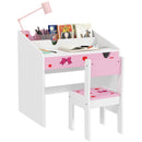 AIYAPLAY Children Study Table and Chair w/ Storage, Pull-out Drawer