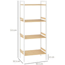 HOMCOM 4-Tier Bamboo Bathroom Storage Shelf with Adjustable Rack