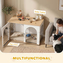 PawHut Dog Crate Furniture, Indoor Dog Cage End Side Table, White