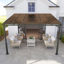 Outsunny 3.4 X 3 M Metal Lean-to Hardtop Gazebo, Wall-Mounted Pergola