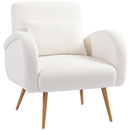 HOMCOM Teddy Fleece Upholstered Accent Chair with Metal Legs, Cream White