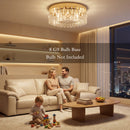 HOMCOM Crystal Ceiling Light with 225 Crystal Pendants, Gold Tone