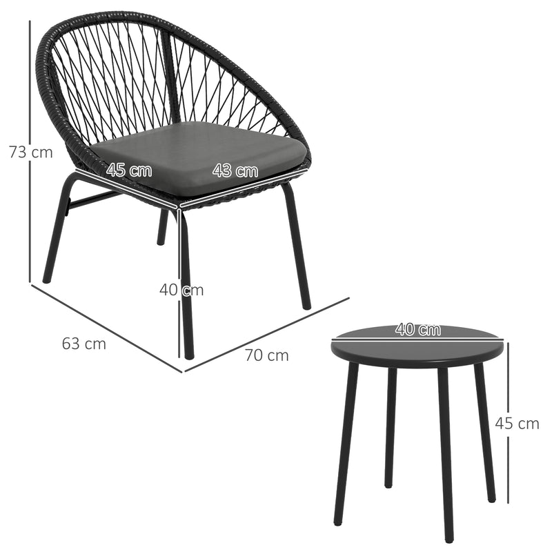 Outsunny 3 Piece Garden Furniture Set, Bistro Set w/ 2 Chairs & 1 Coffee Table