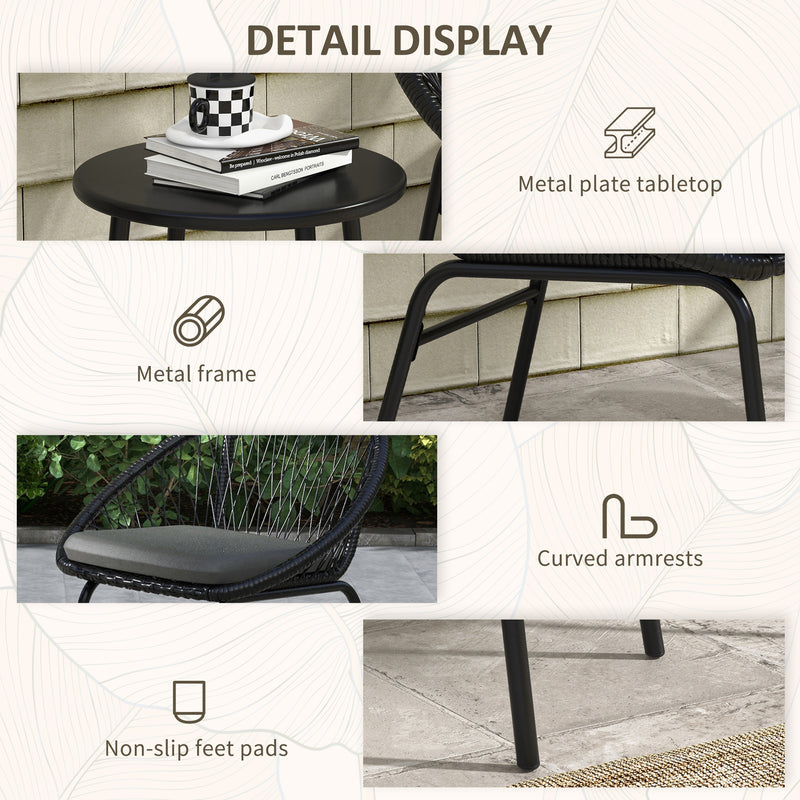 Outsunny 3 Piece Garden Furniture Set, Bistro Set w/ 2 Chairs & 1 Coffee Table
