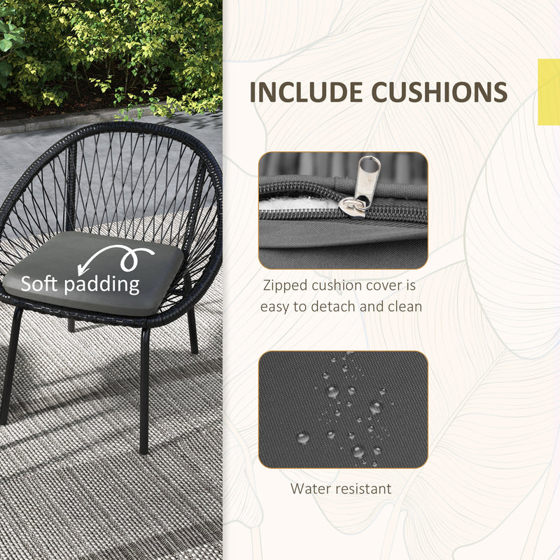 Outsunny 3 Piece Garden Furniture Set, Bistro Set w/ 2 Chairs & 1 Coffee Table