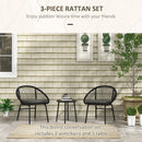 Outsunny 3 Piece Garden Furniture Set, Bistro Set W/ 2 Chairs & 1 Coffee Table