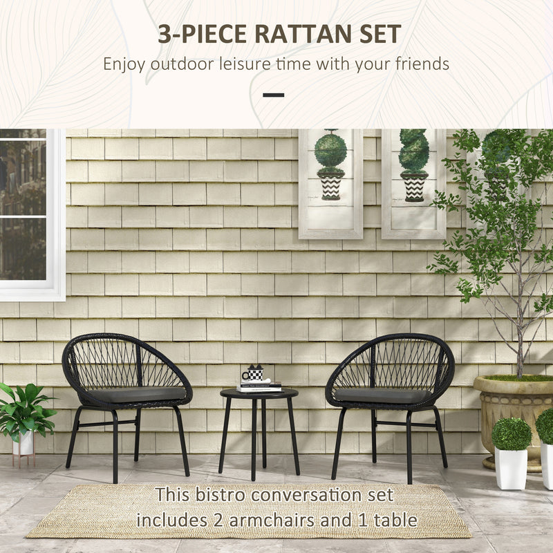 Outsunny 3 Piece Garden Furniture Set, Bistro Set w/ 2 Chairs & 1 Coffee Table