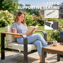 Outsunny Garden Furniture Set with L-Shaped Sofa, Armchair and Table