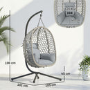 Outsunny Hanging Egg Chair, Rattan Swing Chair with Stand, Light Grey