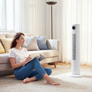 HOMCOM 28dB Tower Fan For Bedroom, 26 Ft/s Velocity Standing Fan, White